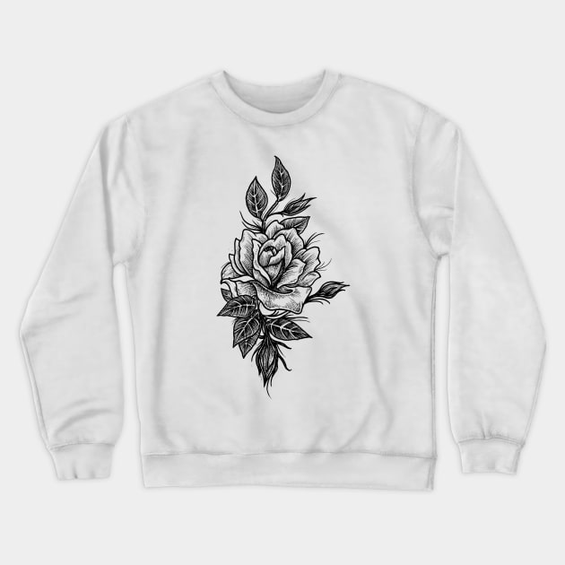 Rose Tattoo Crewneck Sweatshirt by btcillustration
